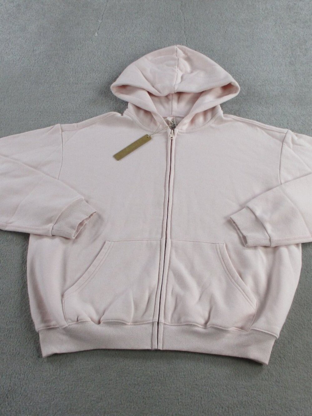 SKIMS Cotton Fleece Classic Zip Up Hoodie Womens Medium Barely Pink Sweatshirt - Picture 2 of 9